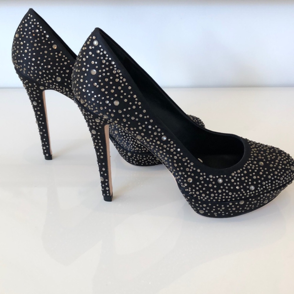 Black Rhinestone BCBG Heels • size 7.5